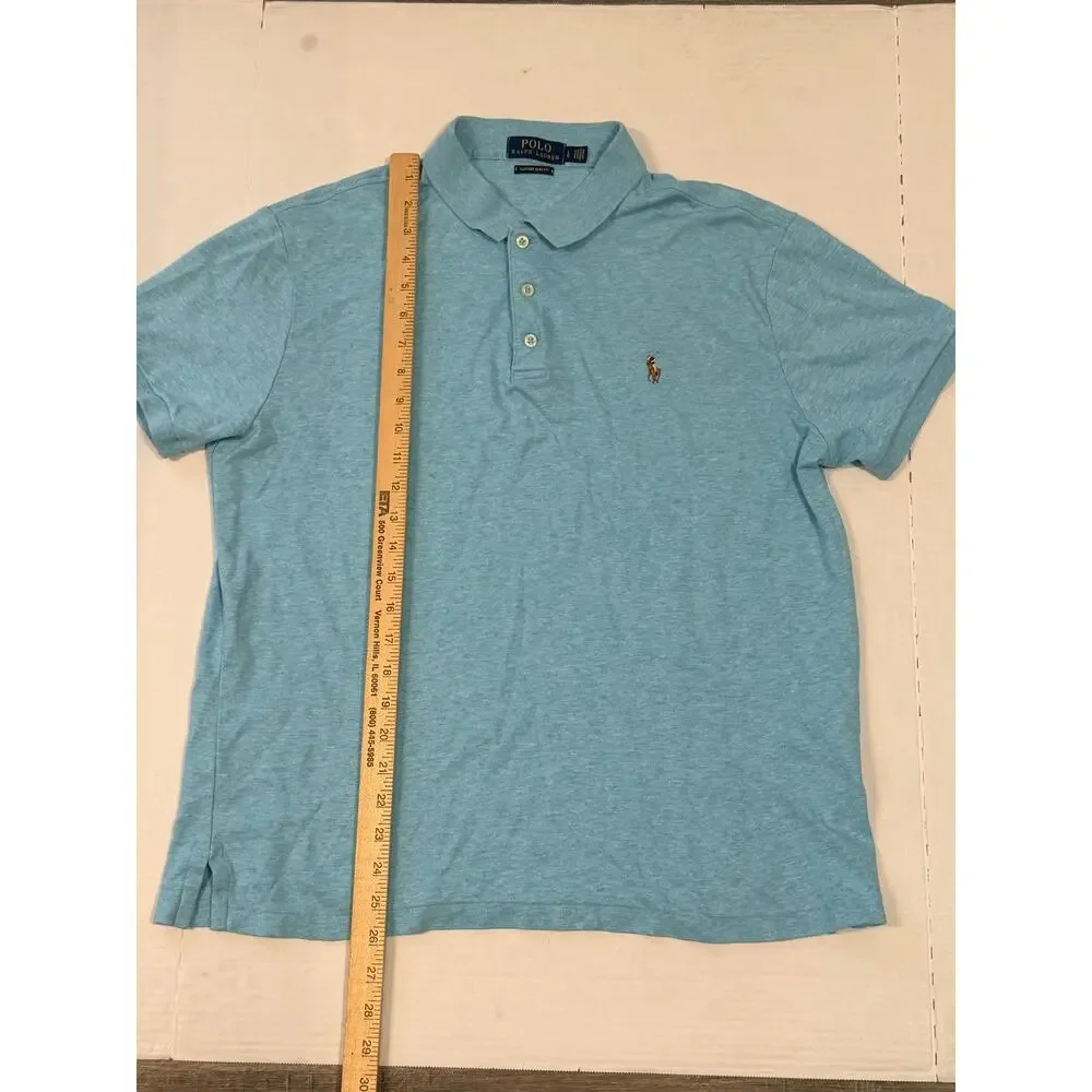 Polo Ralph Lauren Custom Slim Fit Blue Polo Shirt Mens Large Pony